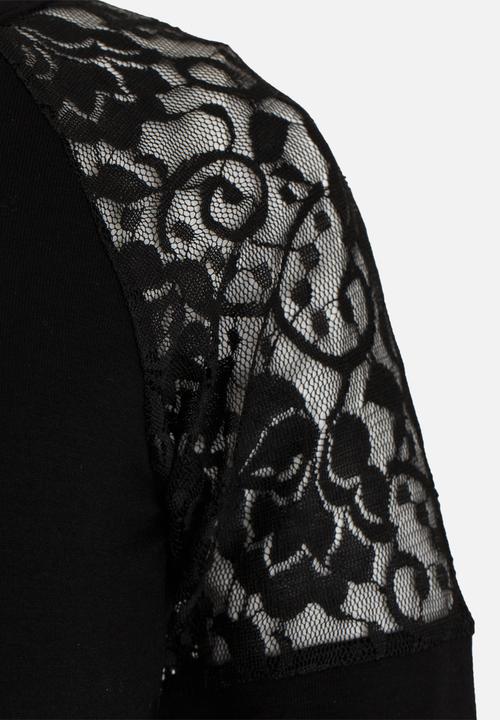 See-Saw - Lace Detail Top Black