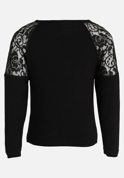 See-Saw - Lace Detail Top Black