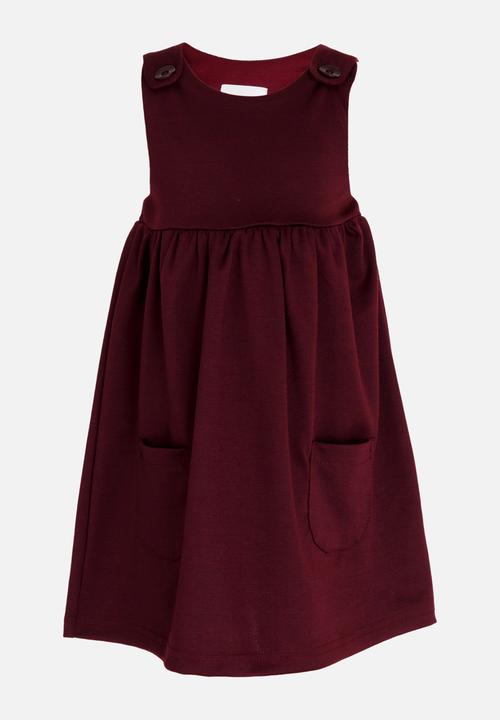 See-Saw - Pinafore with Front Pockets Burgundy