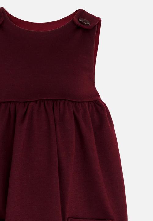 See-Saw - Pinafore with Front Pockets Burgundy