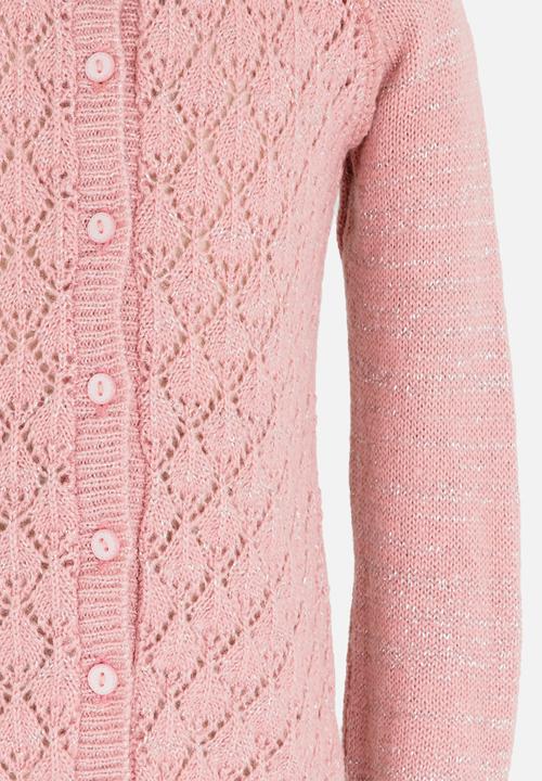 See-Saw - Pointelle Long Sleeve Cardigan Pale Pink