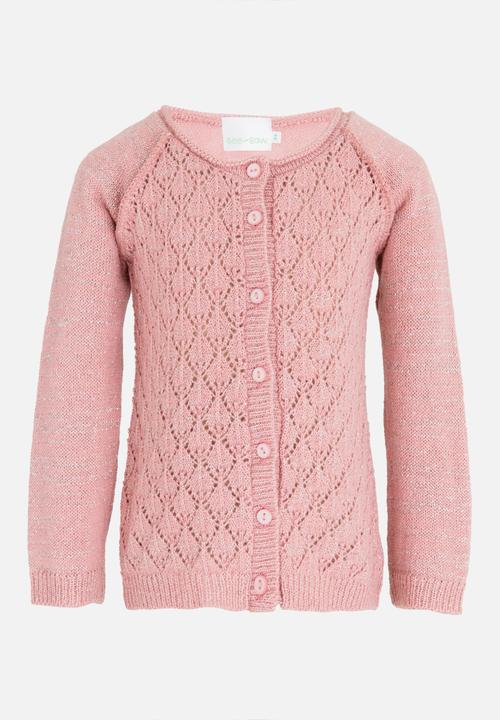 See-Saw - Pointelle Long Sleeve Cardigan Pale Pink