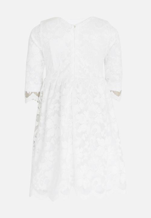 See-Saw - Three Quarter Lace Dress with Side Flower Milk
