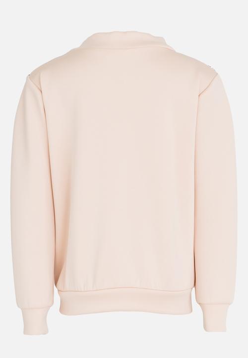See-Saw - Sequin Bomber with Front Zip Pale Pink