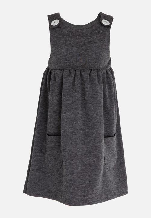 See-Saw - Pinafore with Front Pockets Charcoal