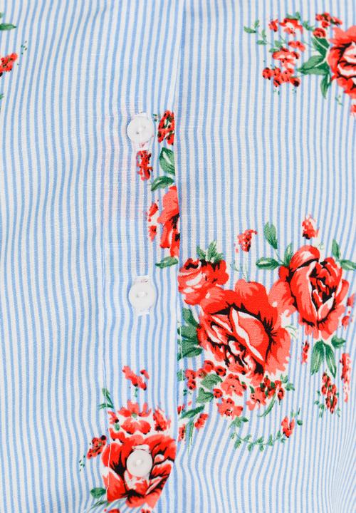 See-Saw - Front Tie Shirt Blue and White