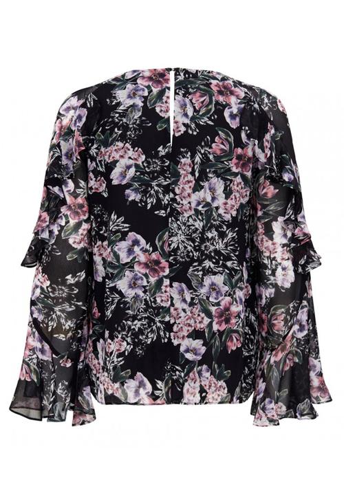 Forever New (Spree) - Donna Lace Trim Puff Sleeve Top Black