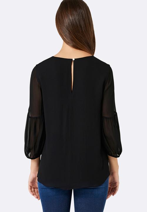 Forever New (Spree) - Carol Volume Sleeve Blouse Black
