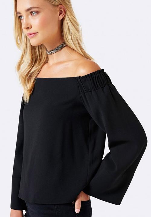 Forever New (Spree) - Issy Off Shoulder Flare Sleeve Top Black