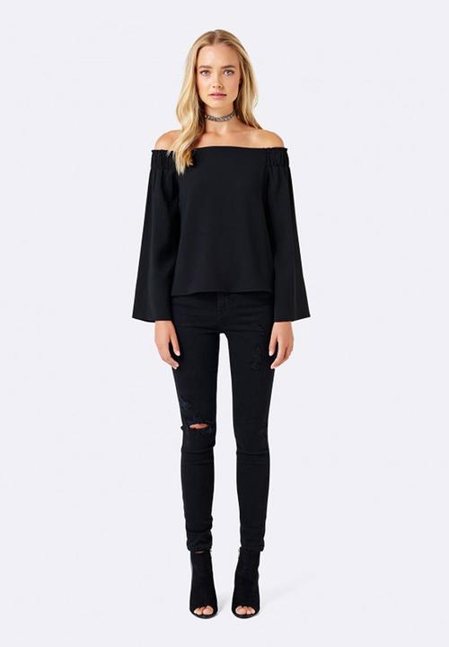 Forever New (Spree) - Issy Off Shoulder Flare Sleeve Top Black