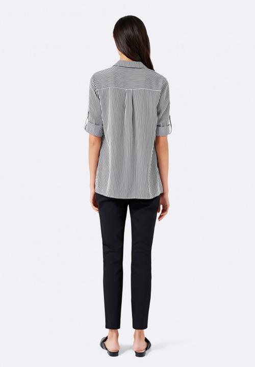 Forever New (Spree) - Joanne Pocket Stripe Shirt Black and White