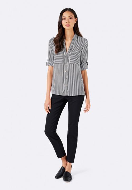 Forever New (Spree) - Joanne Pocket Stripe Shirt Black and White