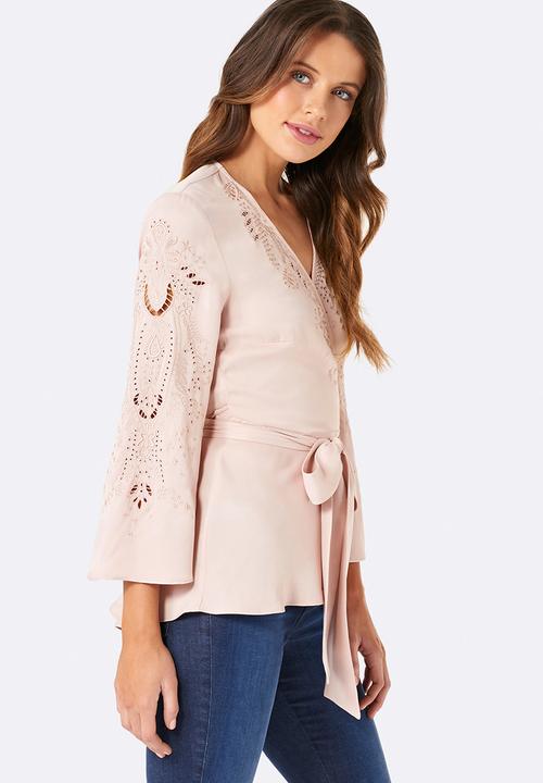 Forever New (Spree) - Giselle Cutwork Wrap Blouse Nude