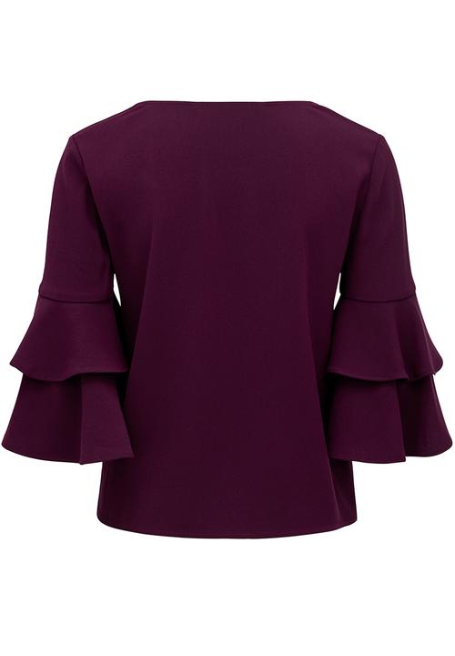 Forever New (Spree) - Valerie Tiered Frill Sleeve Top Burgundy