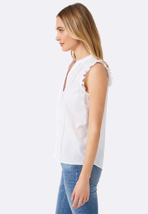 Forever New (Spree) - Sienna Sleeveless Dobby Frill Shirt White
