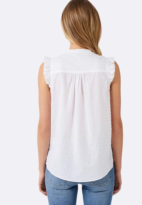 Forever New (Spree) - Sienna Sleeveless Dobby Frill Shirt White