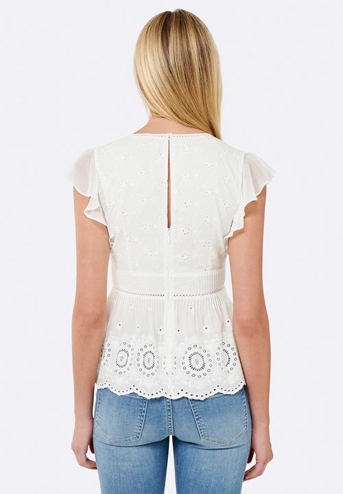 Forever New (Spree) - Heather Pin Tuck Frill Sleeve Top White
