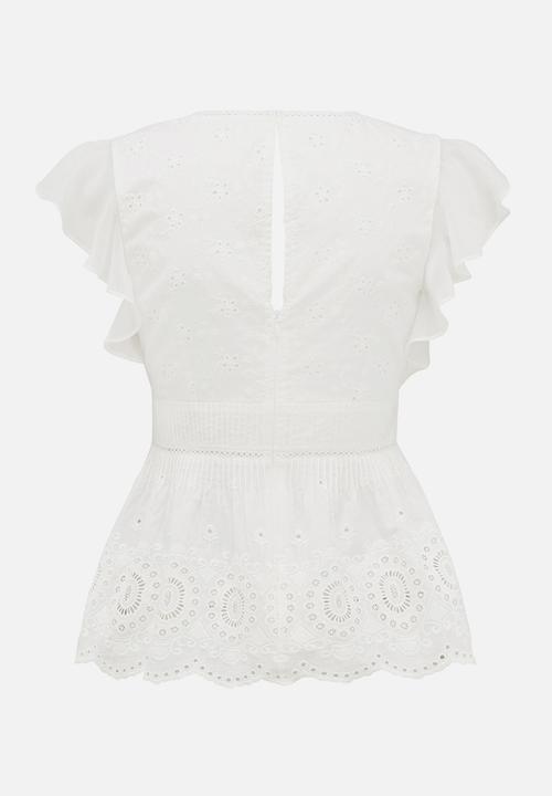 Forever New (Spree) - Heather Pin Tuck Frill Sleeve Top White