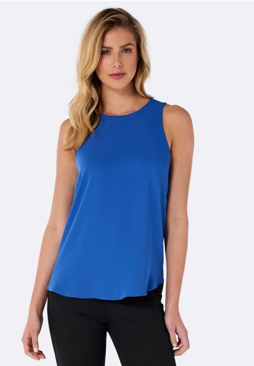 Forever New (Spree) - Beth Curved Hem Zip Back Tank Cobalt