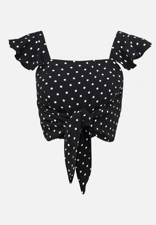 Forever New (Spree) - Holly Wrap Cropped Top Black and White