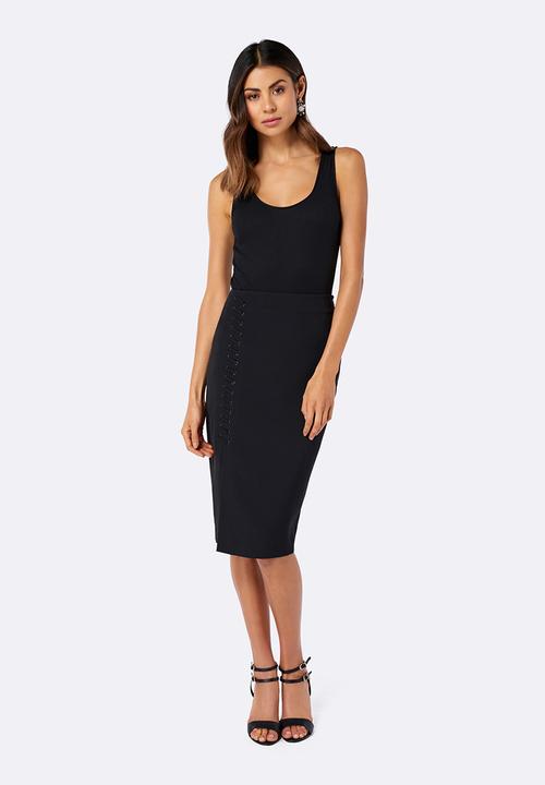 Forever New (Spree) - Alexi Lace-up Pencil Skirt Black