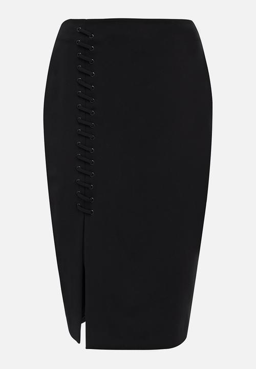 Forever New (Spree) - Alexi Lace-up Pencil Skirt Black