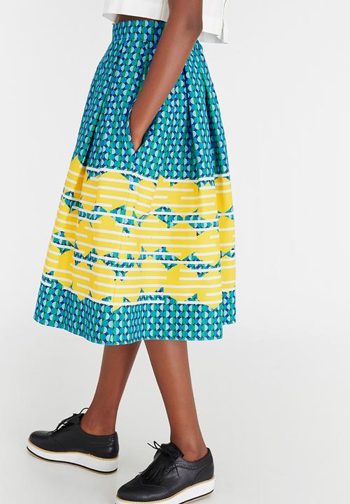 Chulaap - Optical Print 50s Skirt Multi-colour