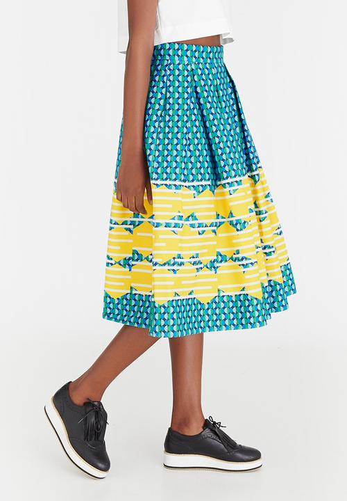 Chulaap - Optical Print 50s Skirt Multi-colour
