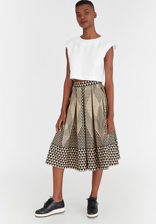 Chulaap - Diamond Print 50s Skirt Stone