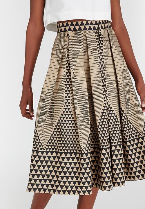 Chulaap - Diamond Print 50s Skirt Stone