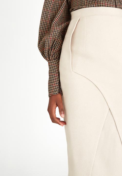 DAVID by David Tlale - Wool-blend Crossover Skirt Stone