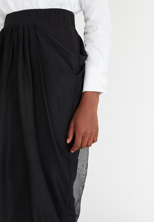 Leigh Schubert - Hayden Draped Midi Skirt Black