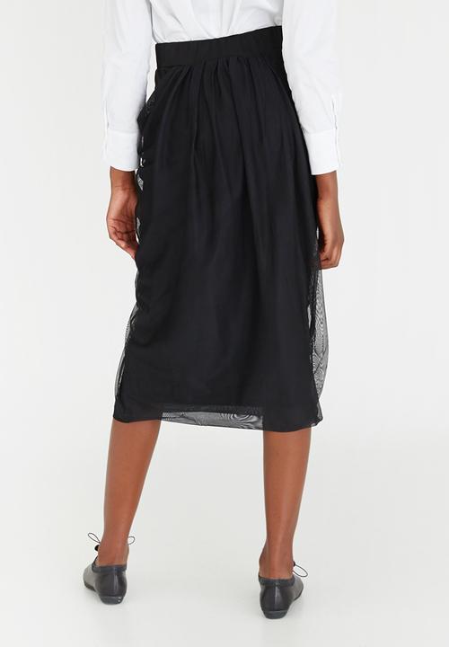 Leigh Schubert - Hayden Draped Midi Skirt Black