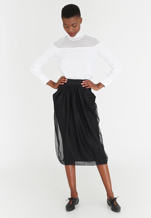 Leigh Schubert - Hayden Draped Midi Skirt Black