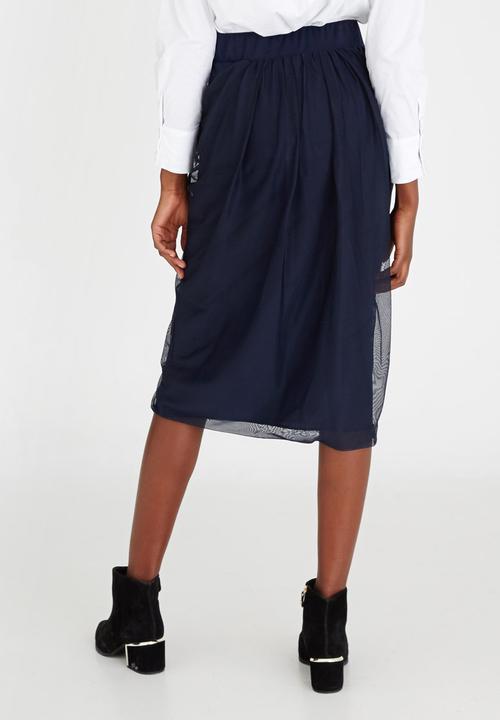 Leigh Schubert - Hayden Draped Midi Skirt Navy