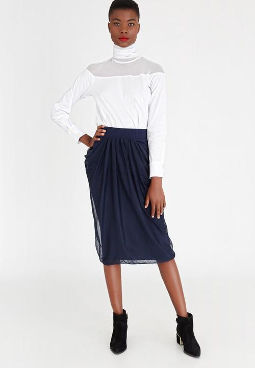 Leigh Schubert - Hayden Draped Midi Skirt Navy