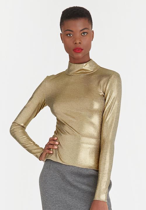 DAVID by David Tlale - Metallic Crew Top Gold