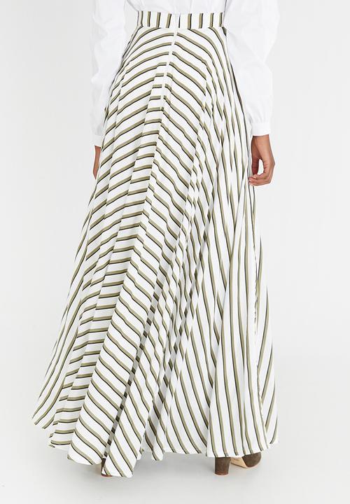 DAVID by David Tlale - Striped Full Circle Skirt Green