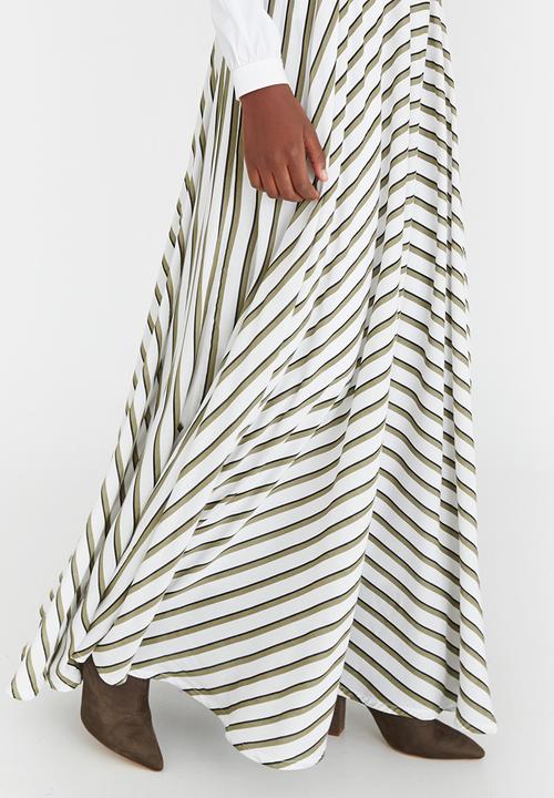 DAVID by David Tlale - Striped Full Circle Skirt Green