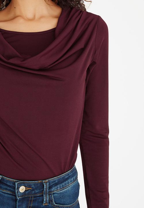 edit - Cowl Neck Top Burgundy