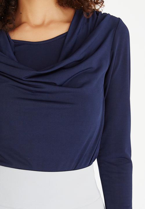 edit - Cowl Neck Top Navy