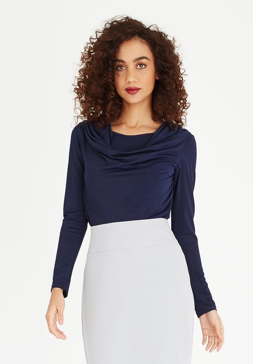 edit - Cowl Neck Top Navy