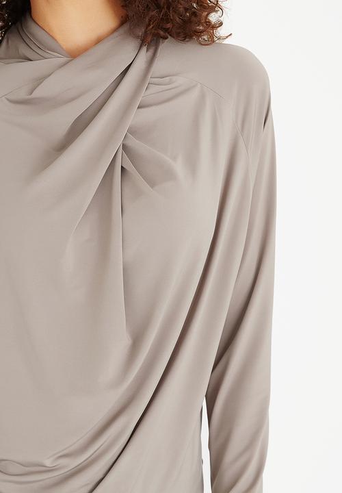 edit - Wrap-over Cowl Top Grey