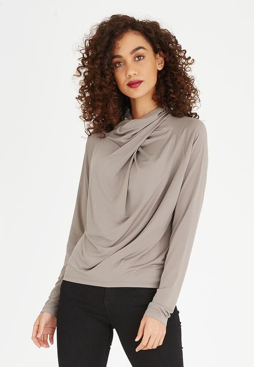 edit - Wrap-over Cowl Top Grey
