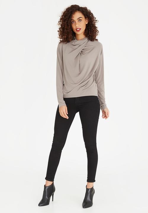 edit - Wrap-over Cowl Top Grey