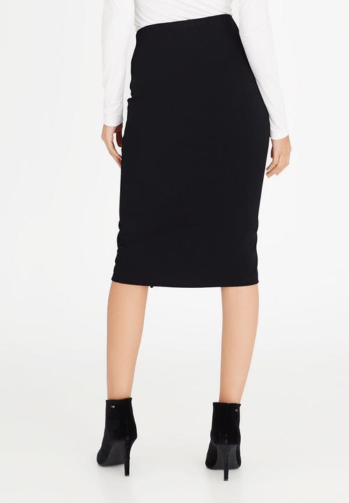 edit - Eyelet Detail Midi Skirt Black