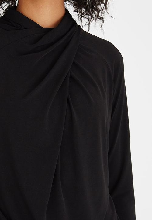 edit - Wrap-over Cowl Top Black