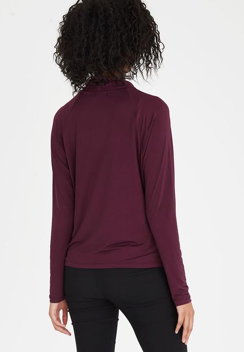 edit - Wrap-over Cowl Top Dark Purple
