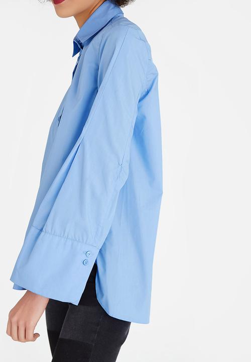 STYLE REPUBLIC - Oversized Sleeve Shirt Pale Blue
