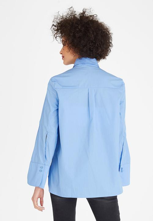STYLE REPUBLIC - Oversized Sleeve Shirt Pale Blue